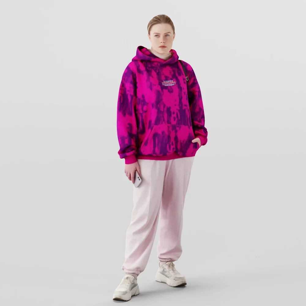 Girl In A Oversized Pink Hoodie