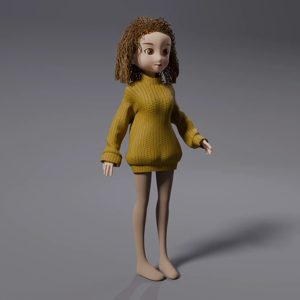 Stylized Cartoon Girl Character