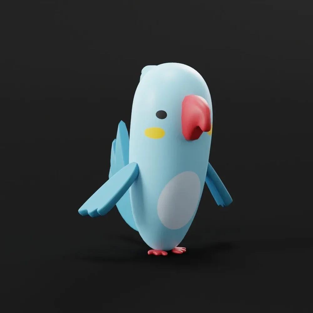 Cartoon Parrot Lowpoly