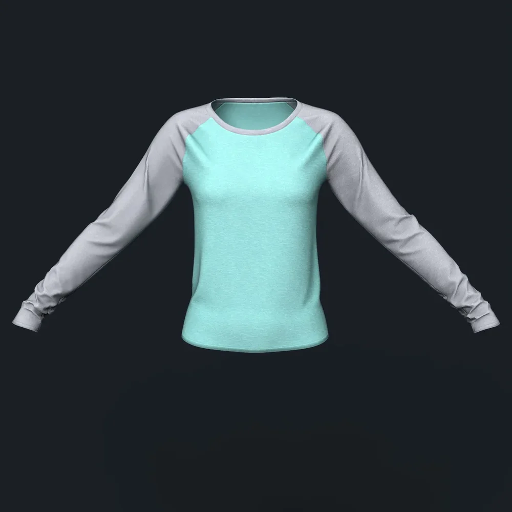 Teal And Gray Long Sleeve Raglan Shirt