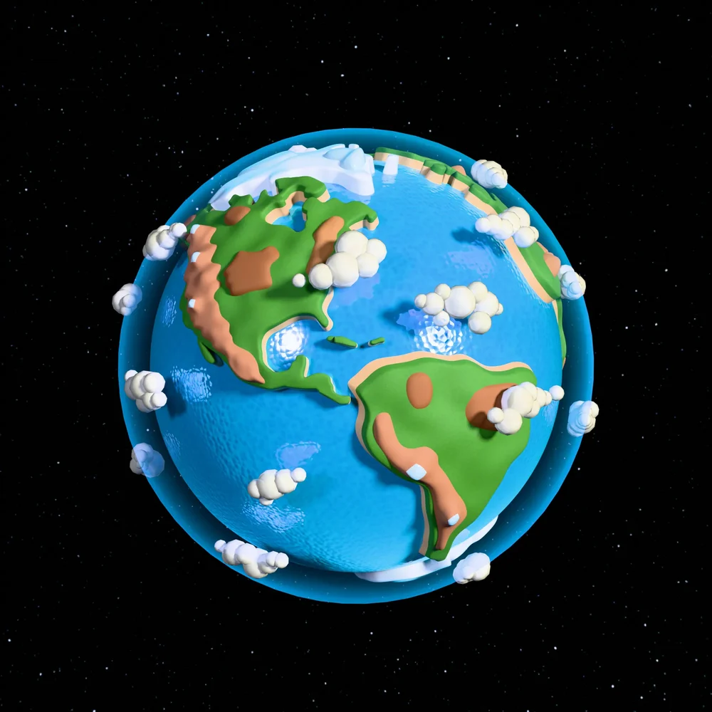 Stylized Cartoon Planet Earth