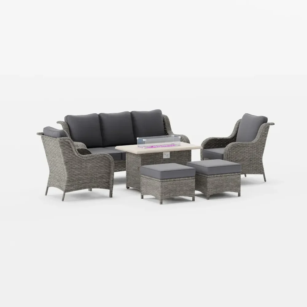 Outdoor Patio Sofa Set With Fire Table