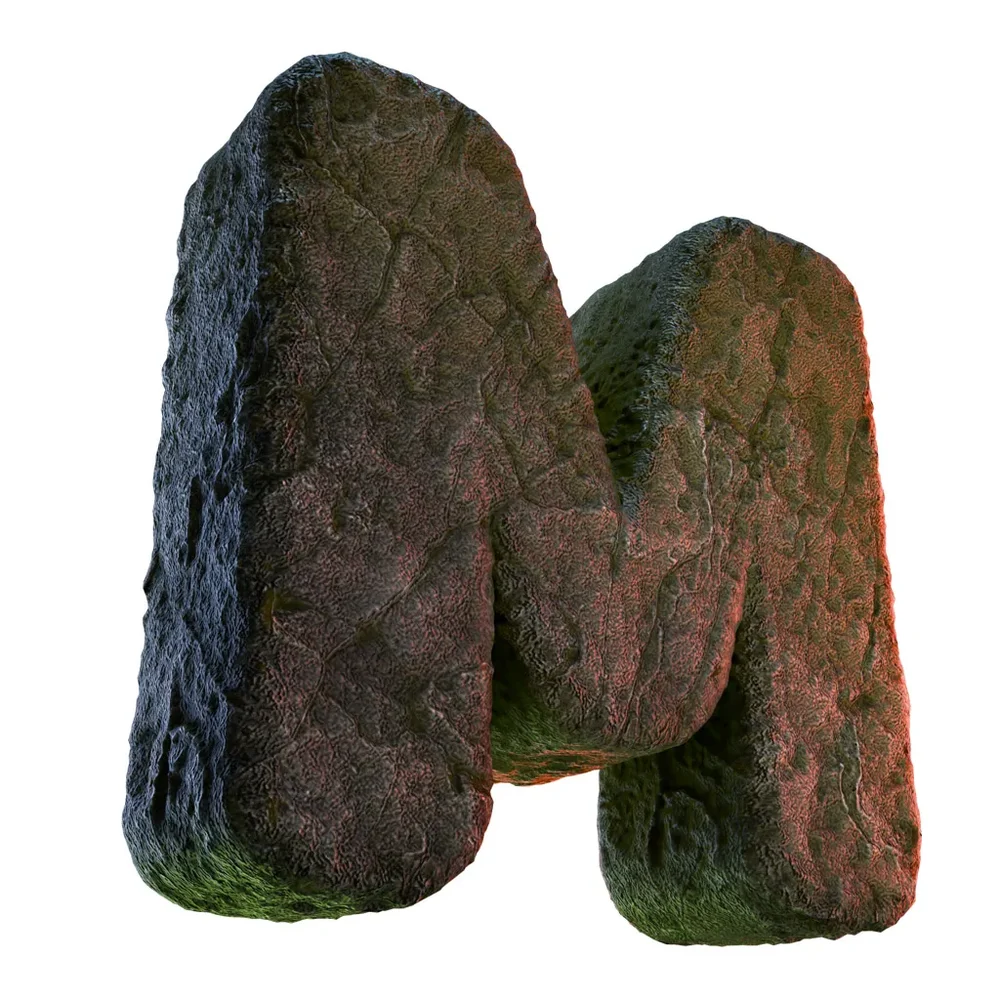 M Letter Of Alphabet Stone Carved