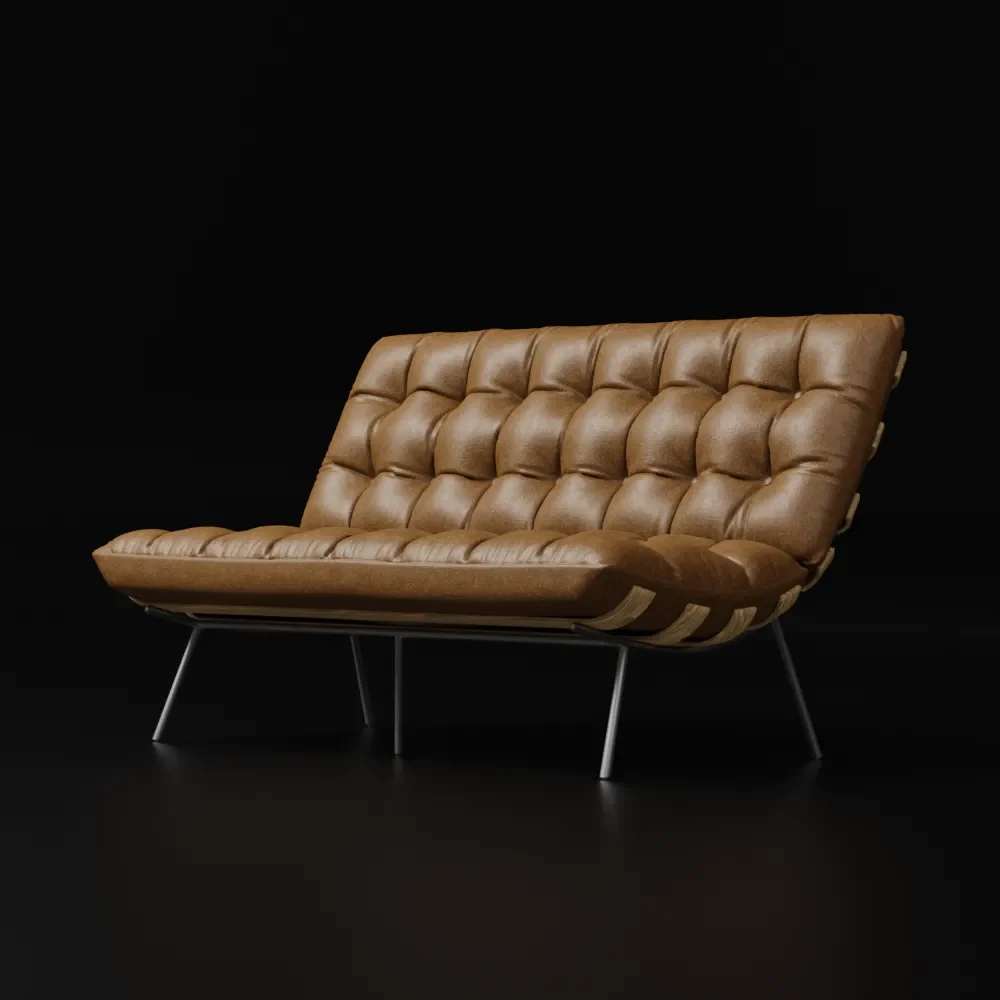 Fidel 2 Seater Leather Couch