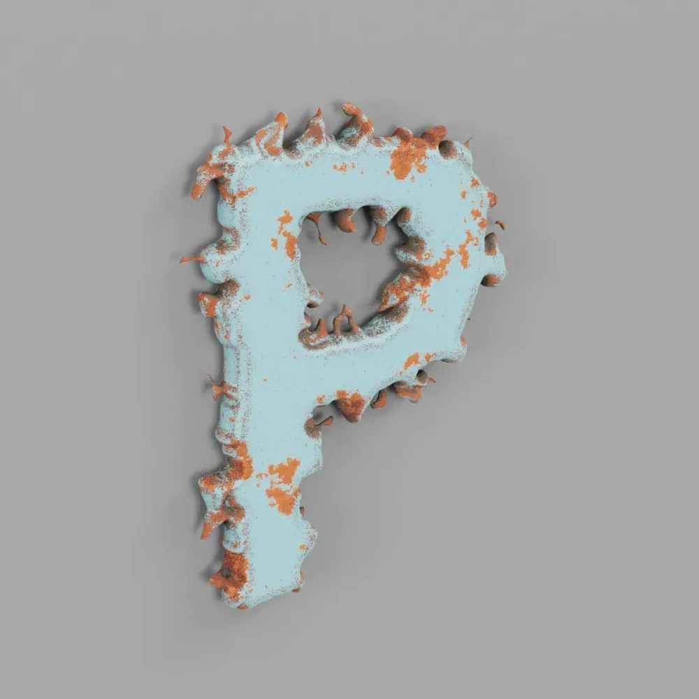 Rough Metal Letter P