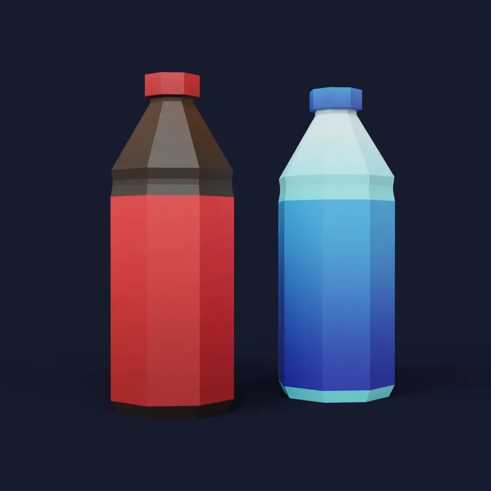Coke And Water Bottle | Lowpoly