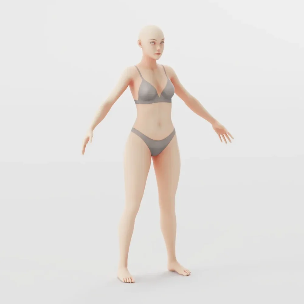 Stylized Female Base Mesh Rigged