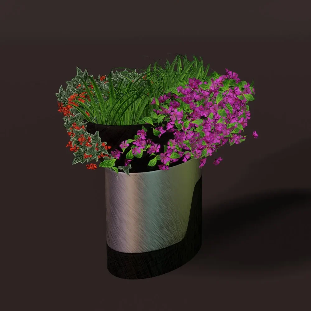 Mixed Plantation & Brushed Metal Planter