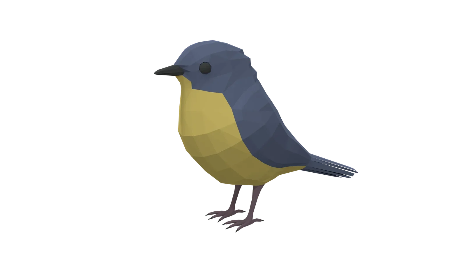Low Poly Cartoon Eastern Yellow Robin
