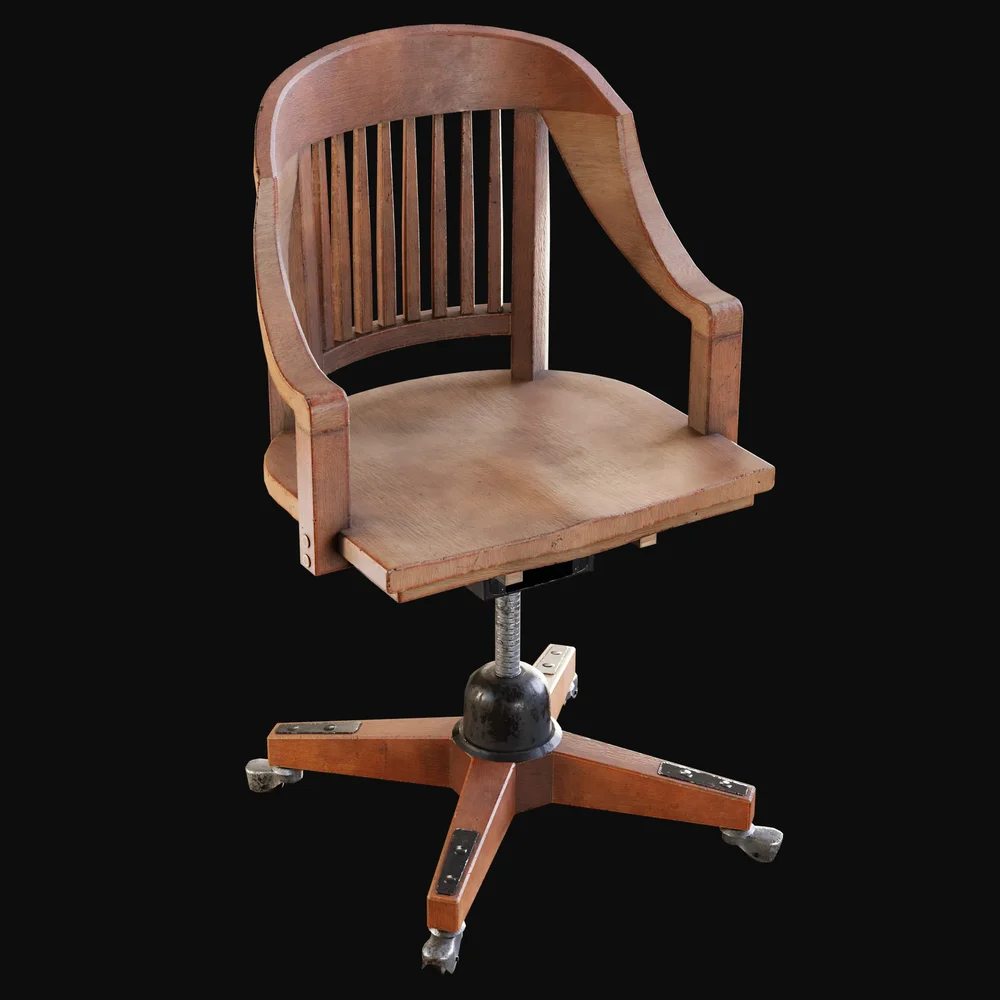 1930s Wooden Office Swivel Chair
