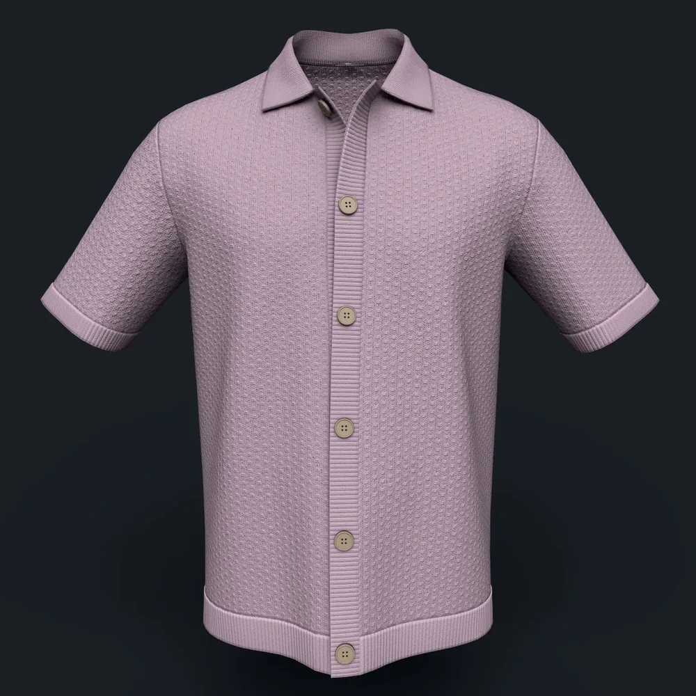 Citrine Stitch Knit Button-Down Shirt