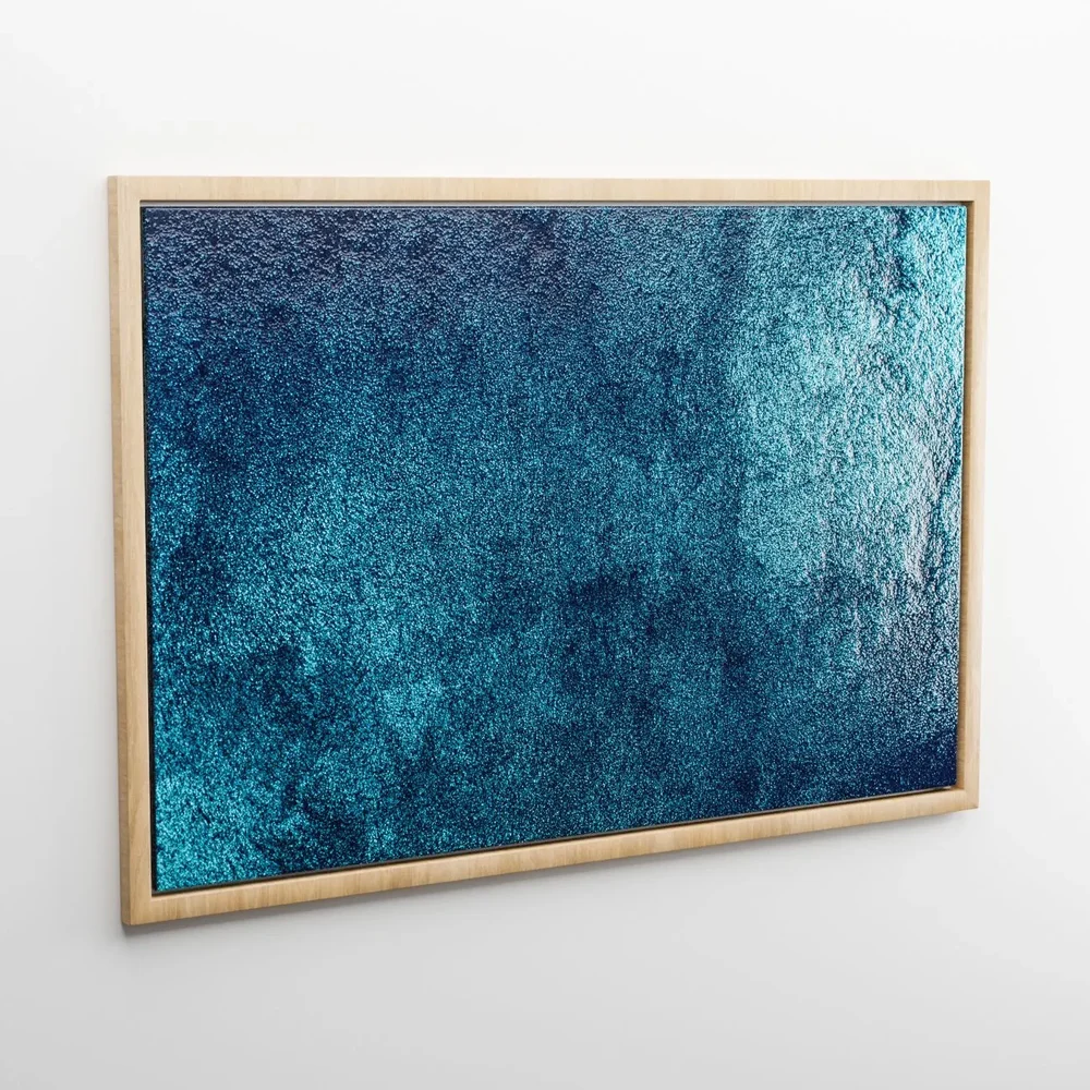 Modern Abstract Painting With Wooden Frame
