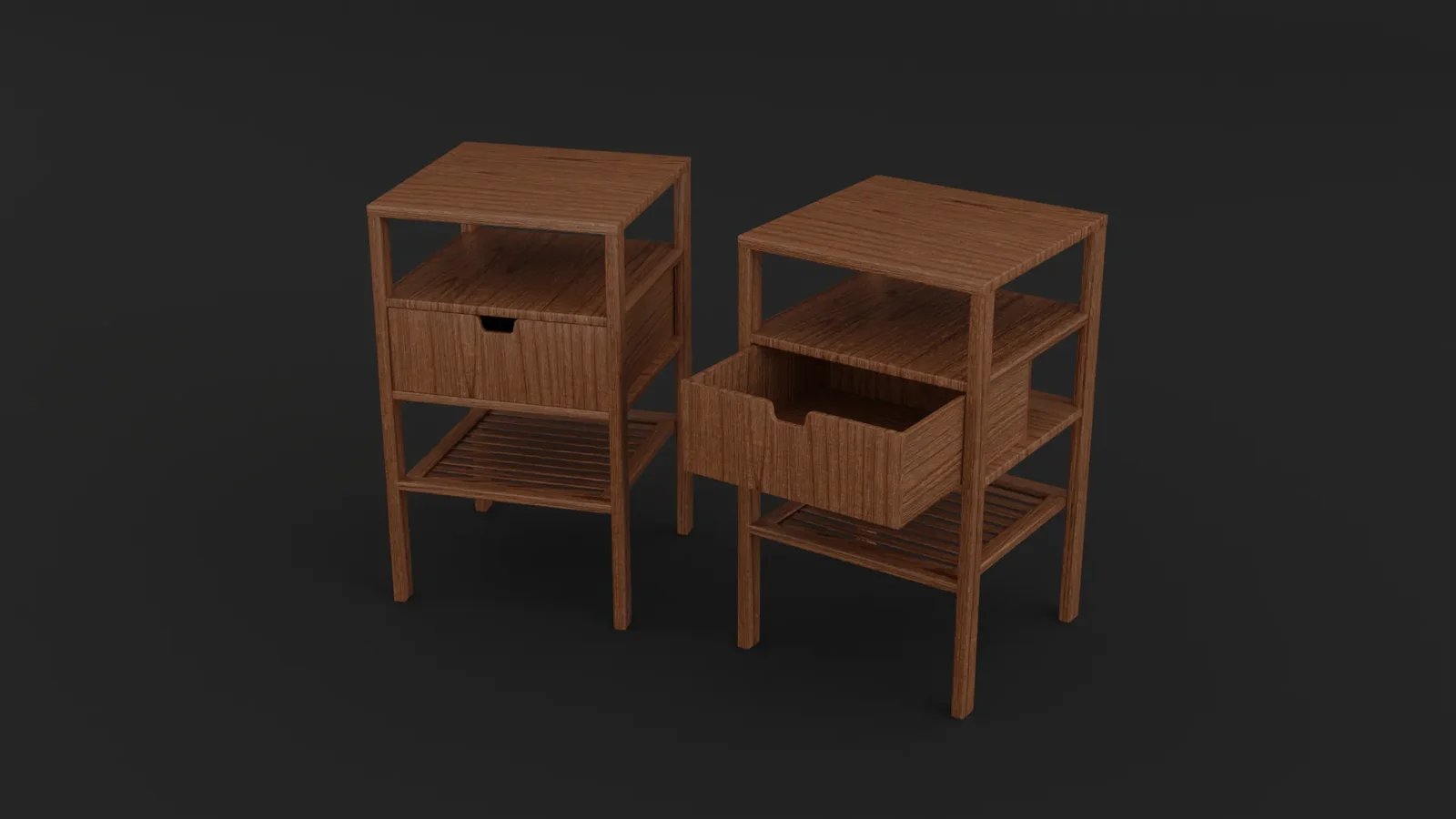 Varnished Wooden Nightstand