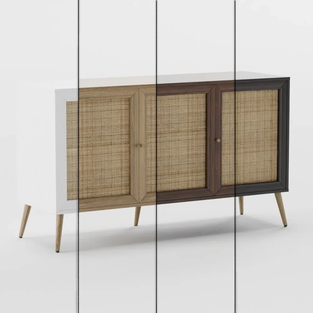 Wood And Rattan Dresser