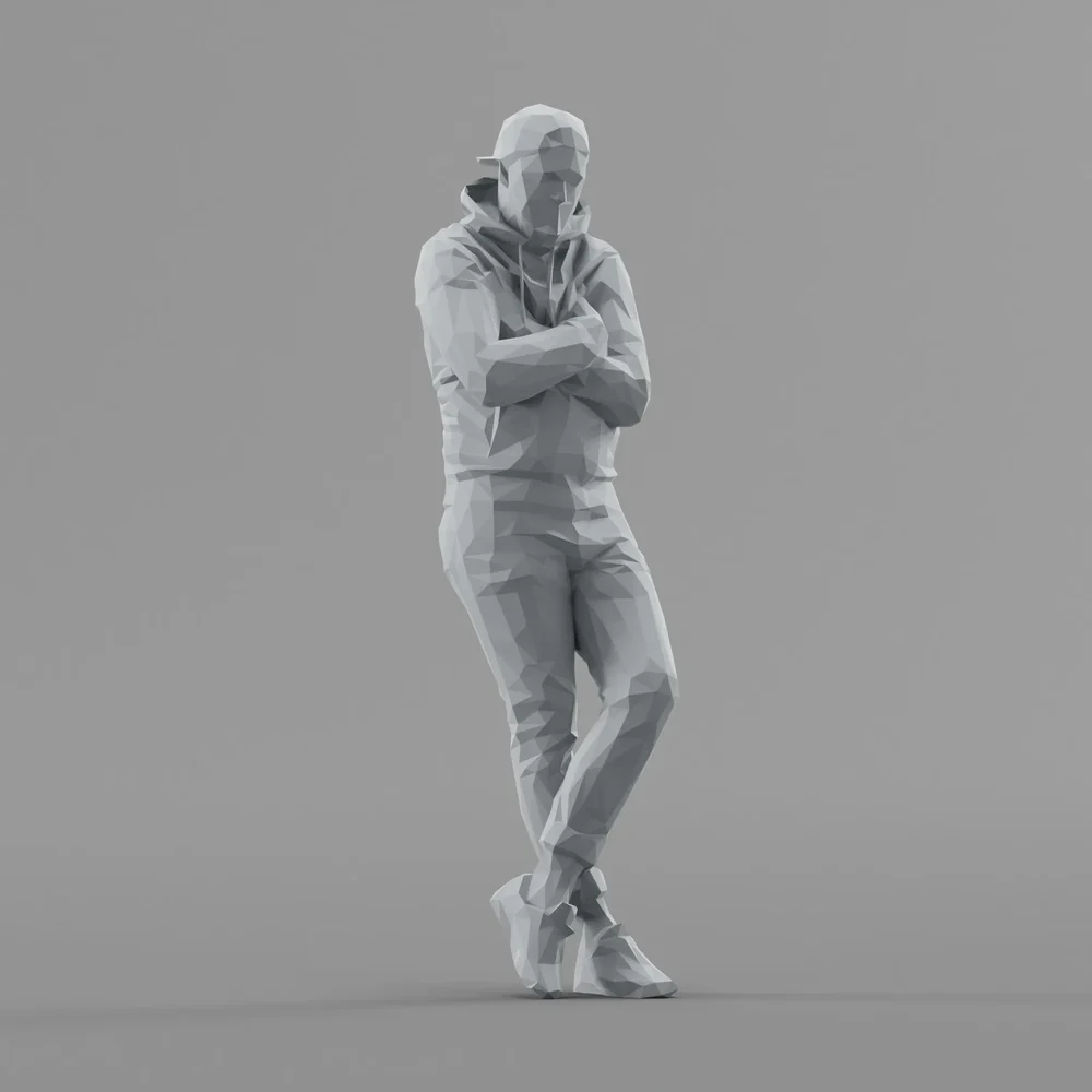 Lowpoly Male Leans On Rail