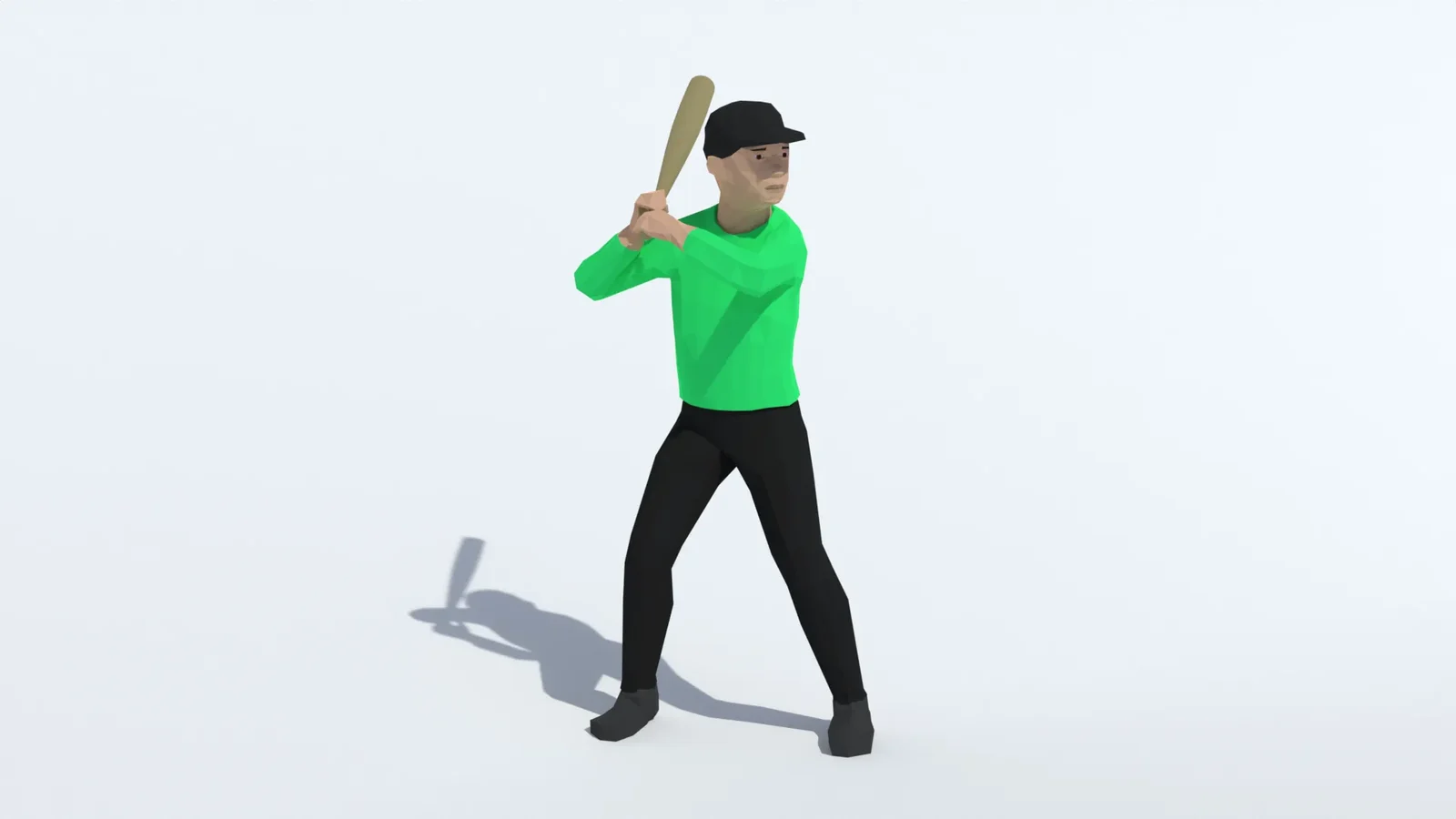 Low Poly Kid Playing Baseball