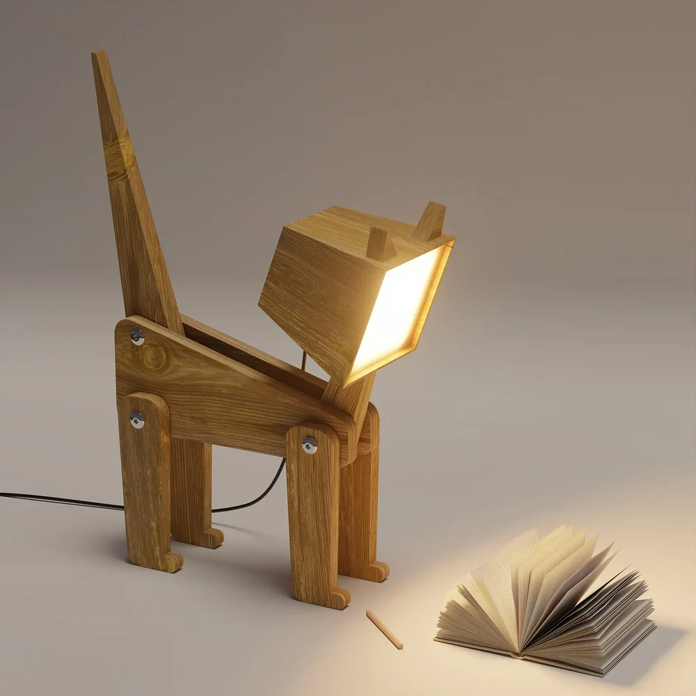 Wooden Cat And Book