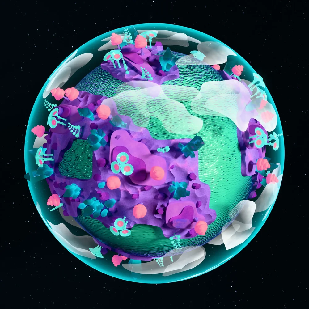 Fantastic Stylized Cartoon Exoplanet