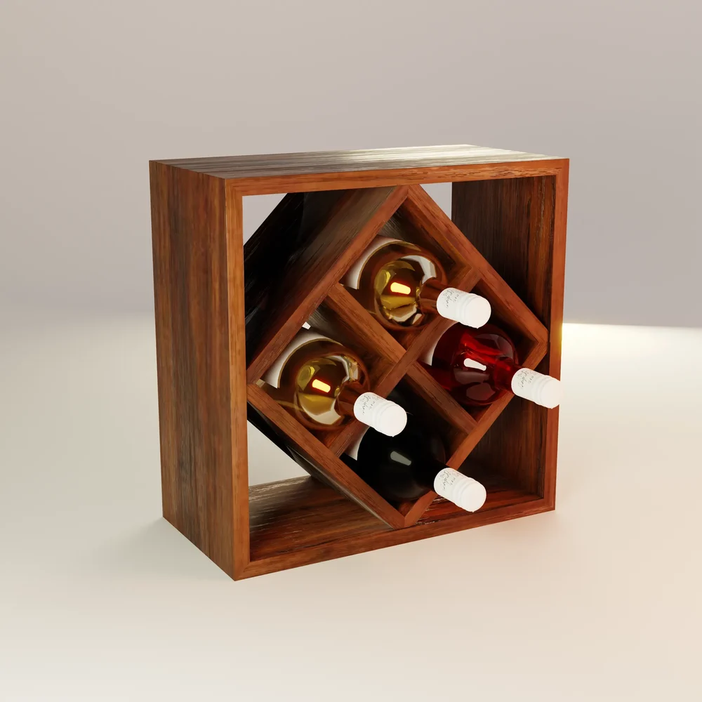 Rustic Wood Lattice Wine Rack