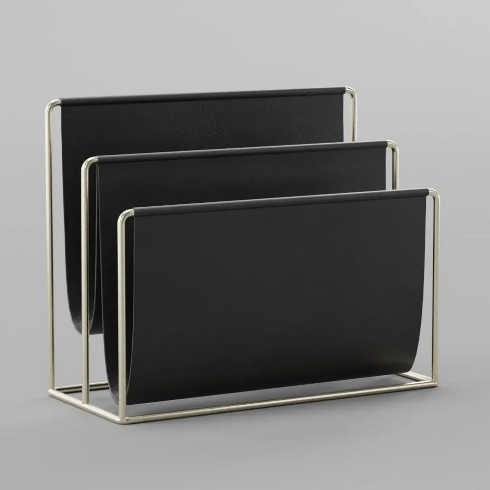 Black Leather Brass Magazine Holder
