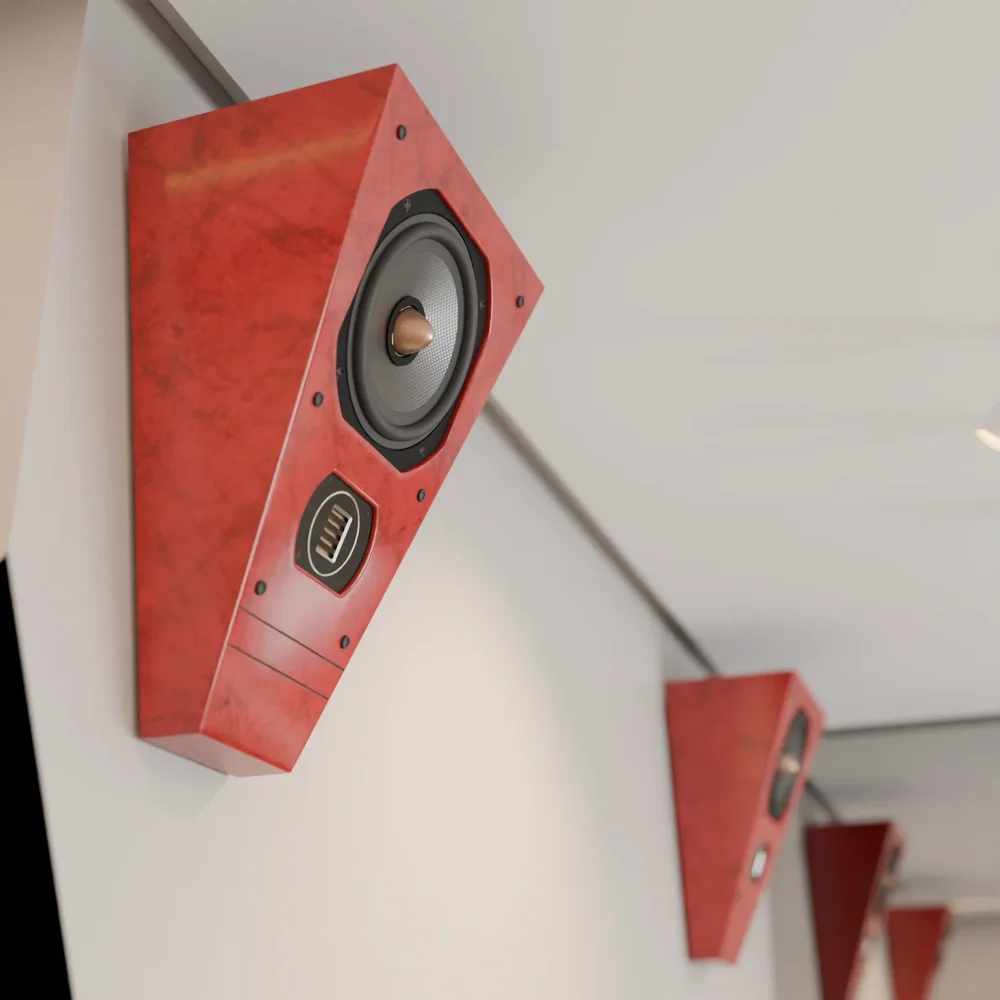 On-Wall Hi-Fi Speaker Red Composite