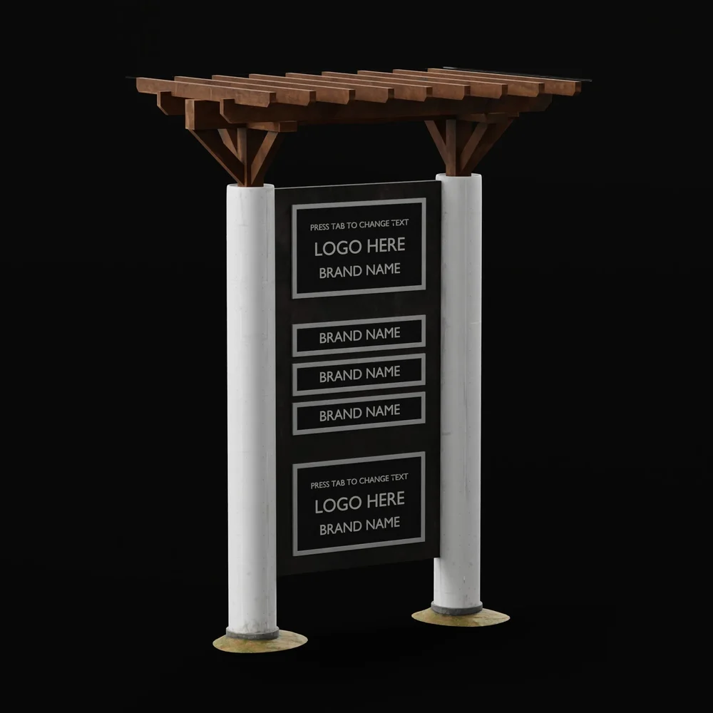 Commercial Signage Pylon Wooden Top