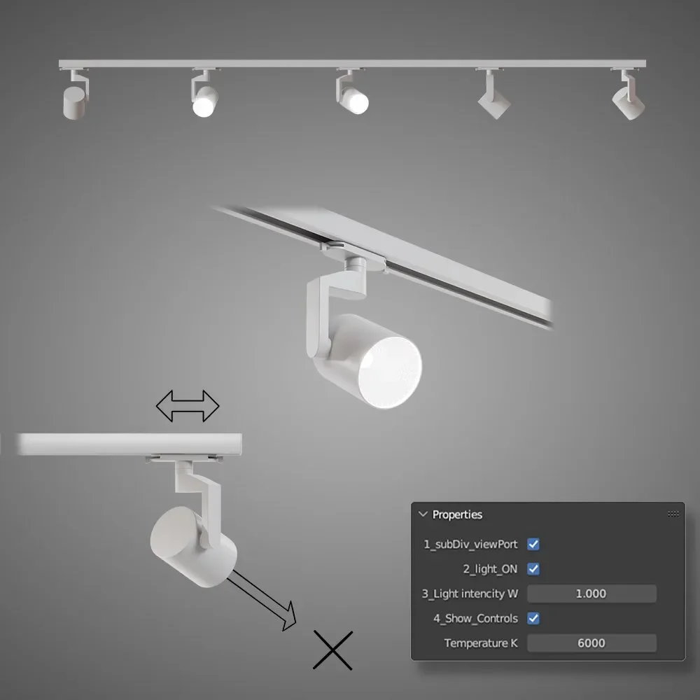 2m Rail With Spot Light