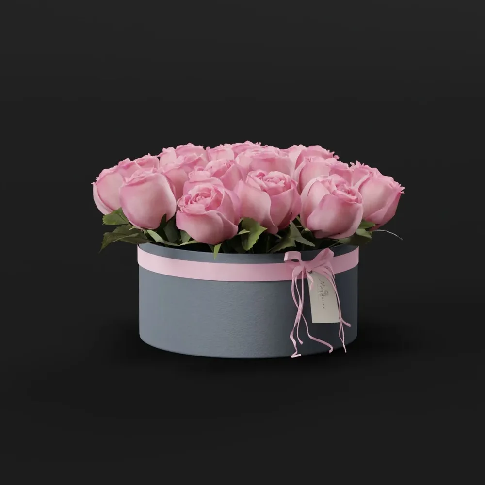 Pink Roses In Gift Box