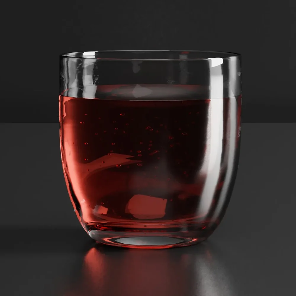 Drinking Glass With Red Fluid An Oxygen Sparkles