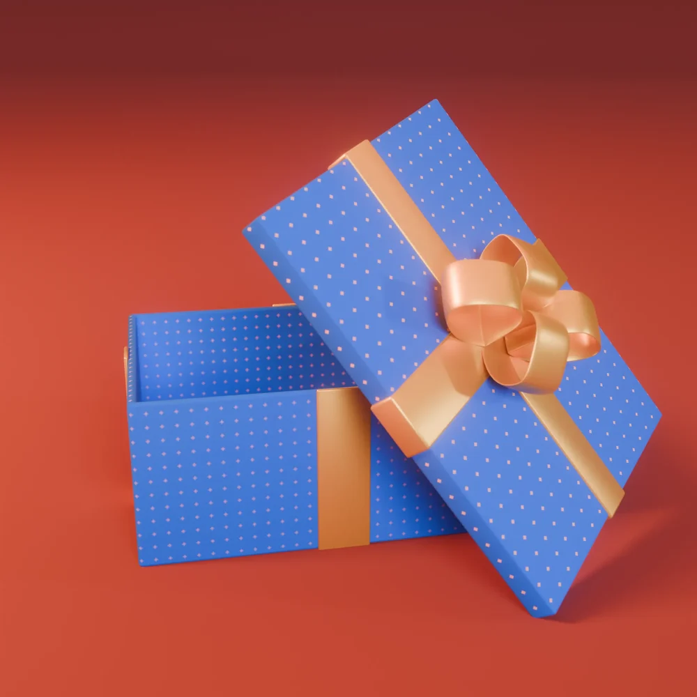 Christmas Box Opened Blue