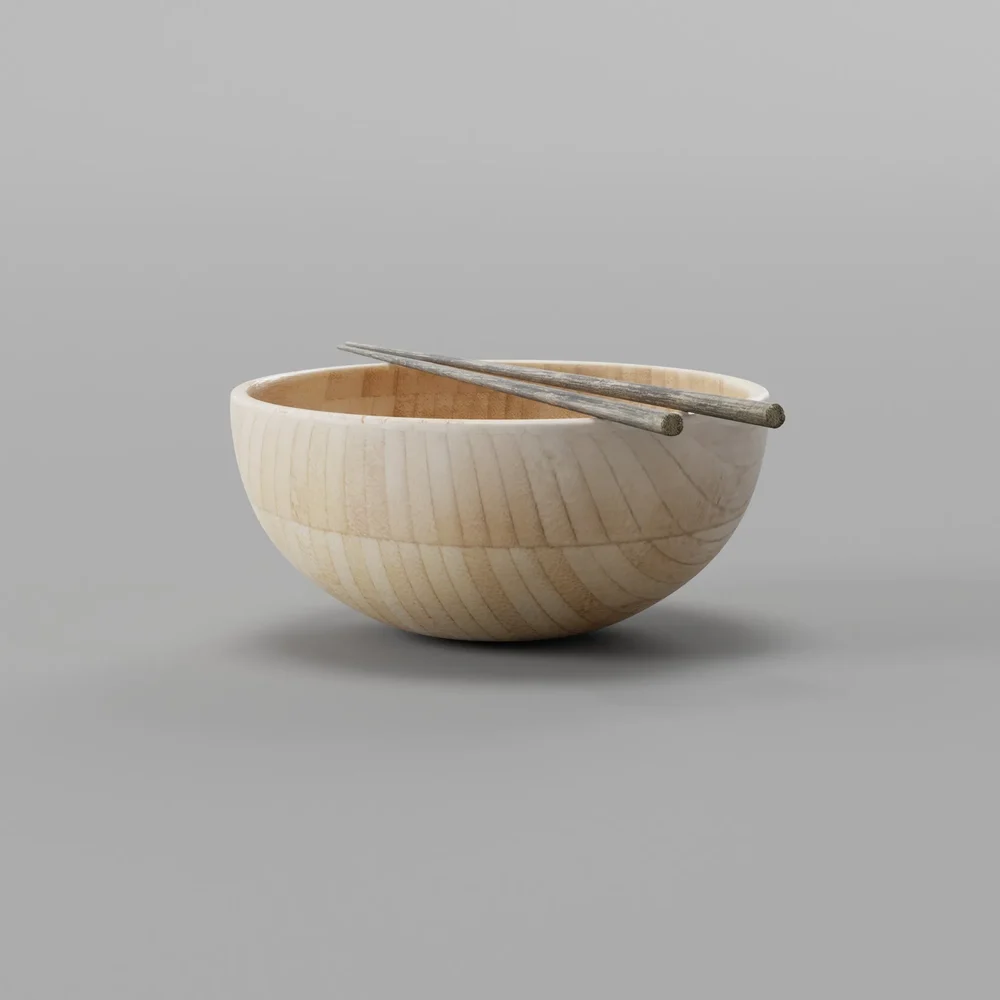 Wooden Bowl With Chopsticks
