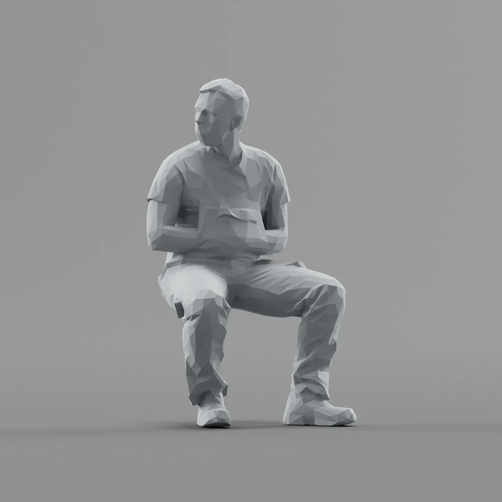 Lowpoly Construction Worker Sitting