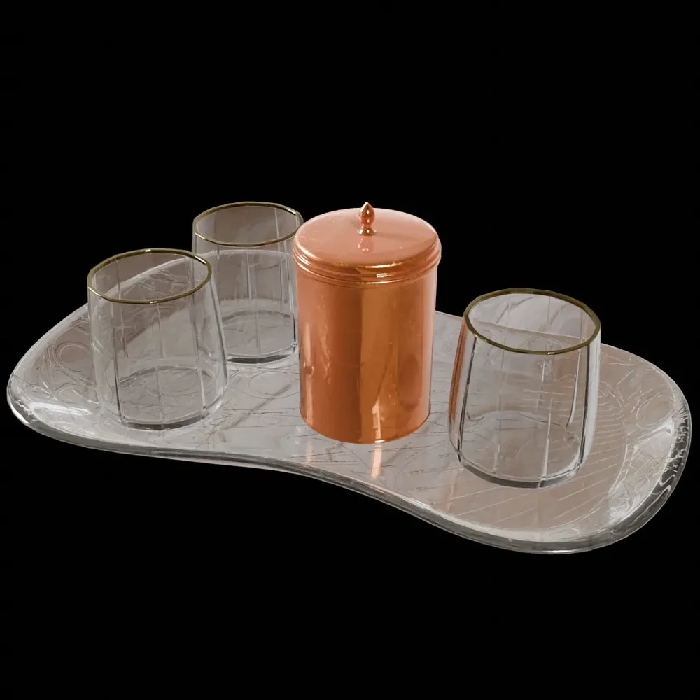 Persian Glass And Tray Set