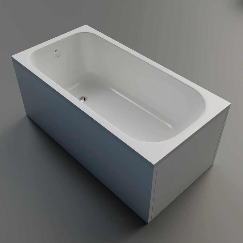 Rectangular Bathtub With A White Frame