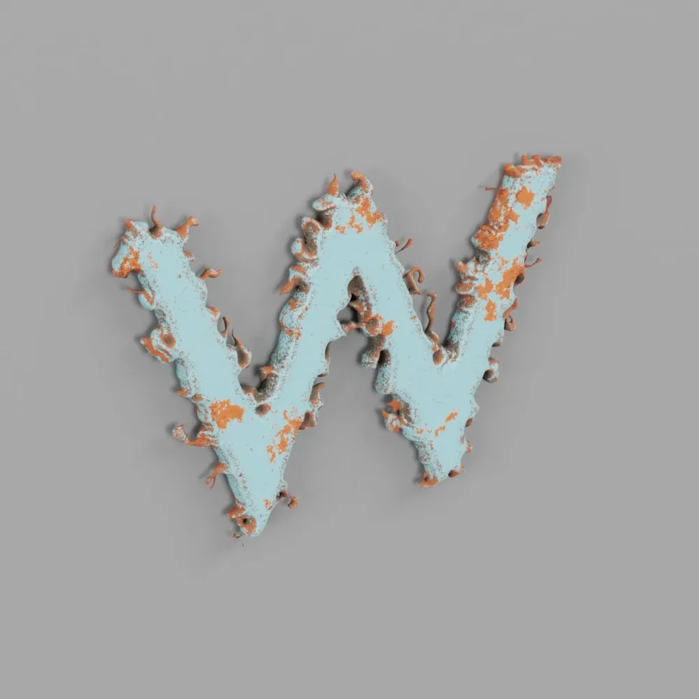 Rough Metal Letter W