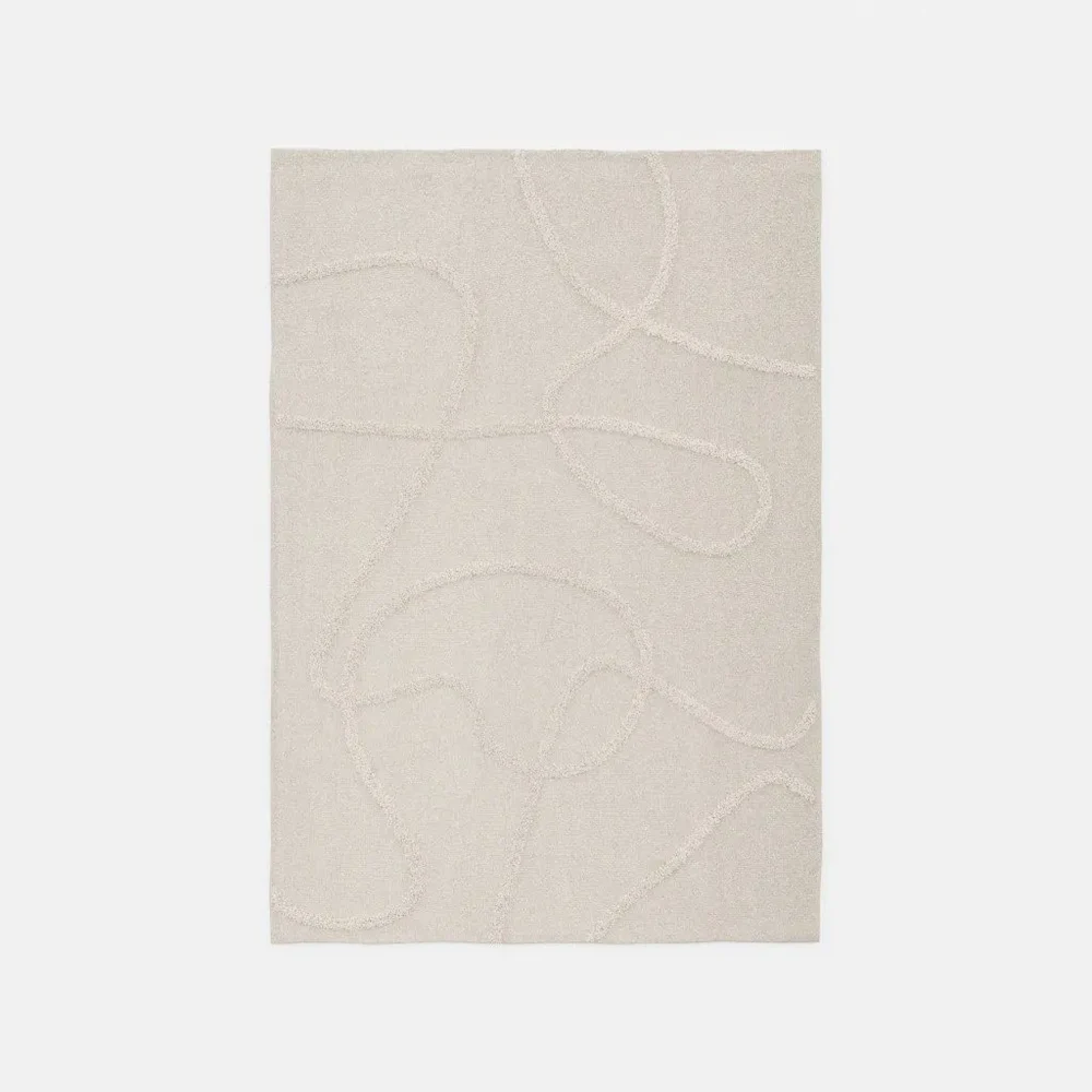 White And Rattan Rug