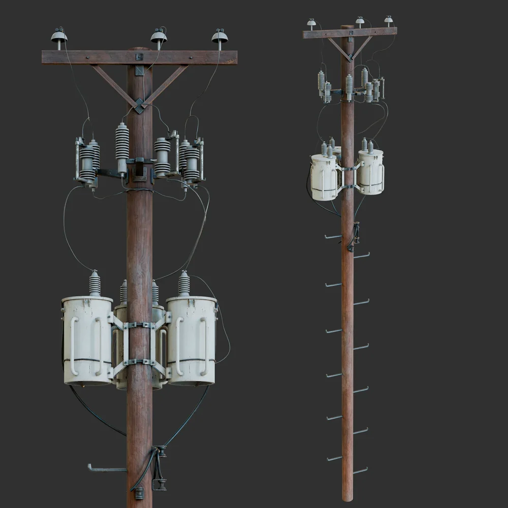 Wood Utility Pole 01