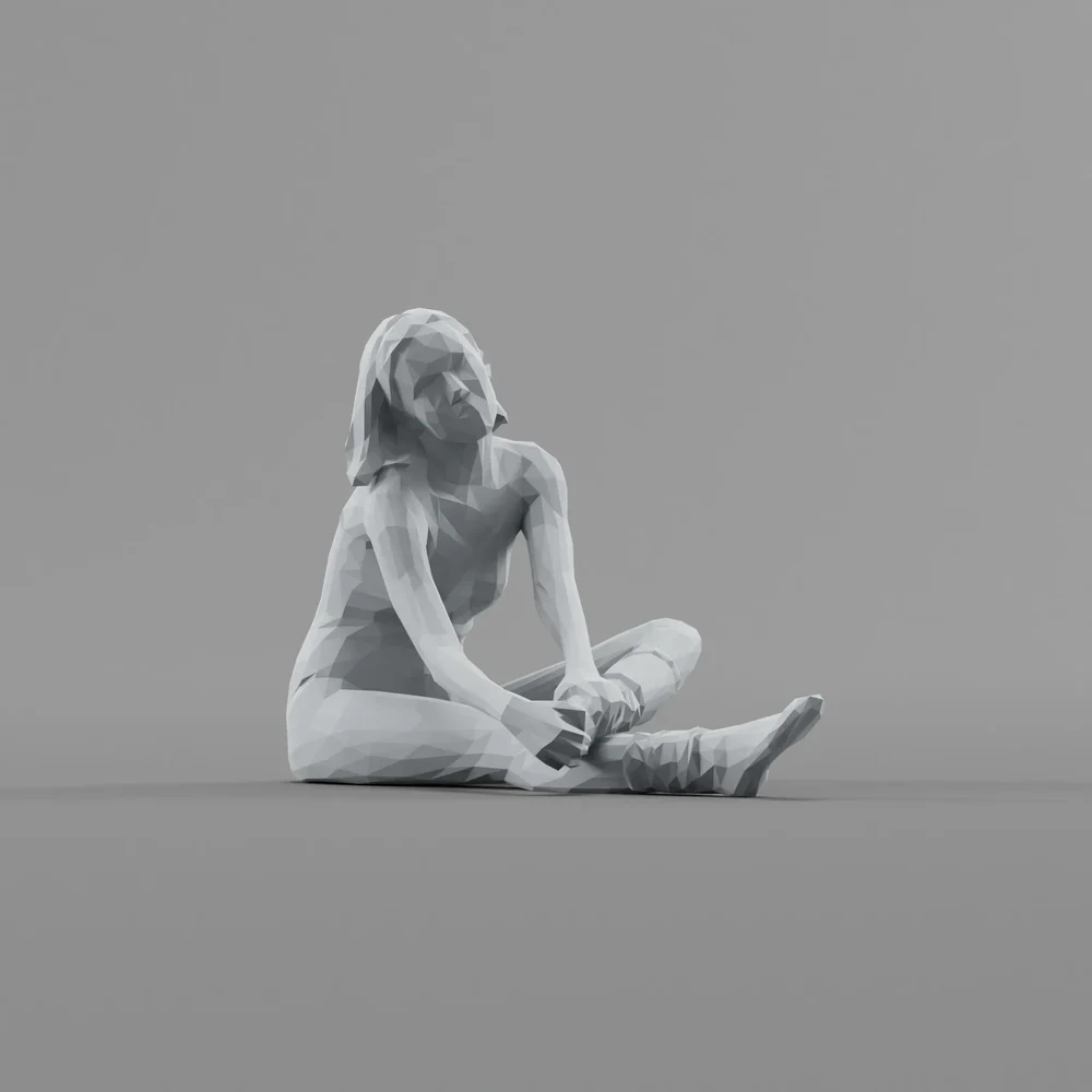Lowpoly Female Sitting On Ground