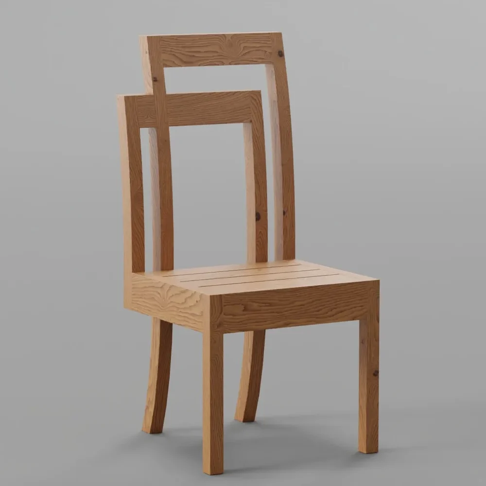 Double Backrest Wooden Dining Chair