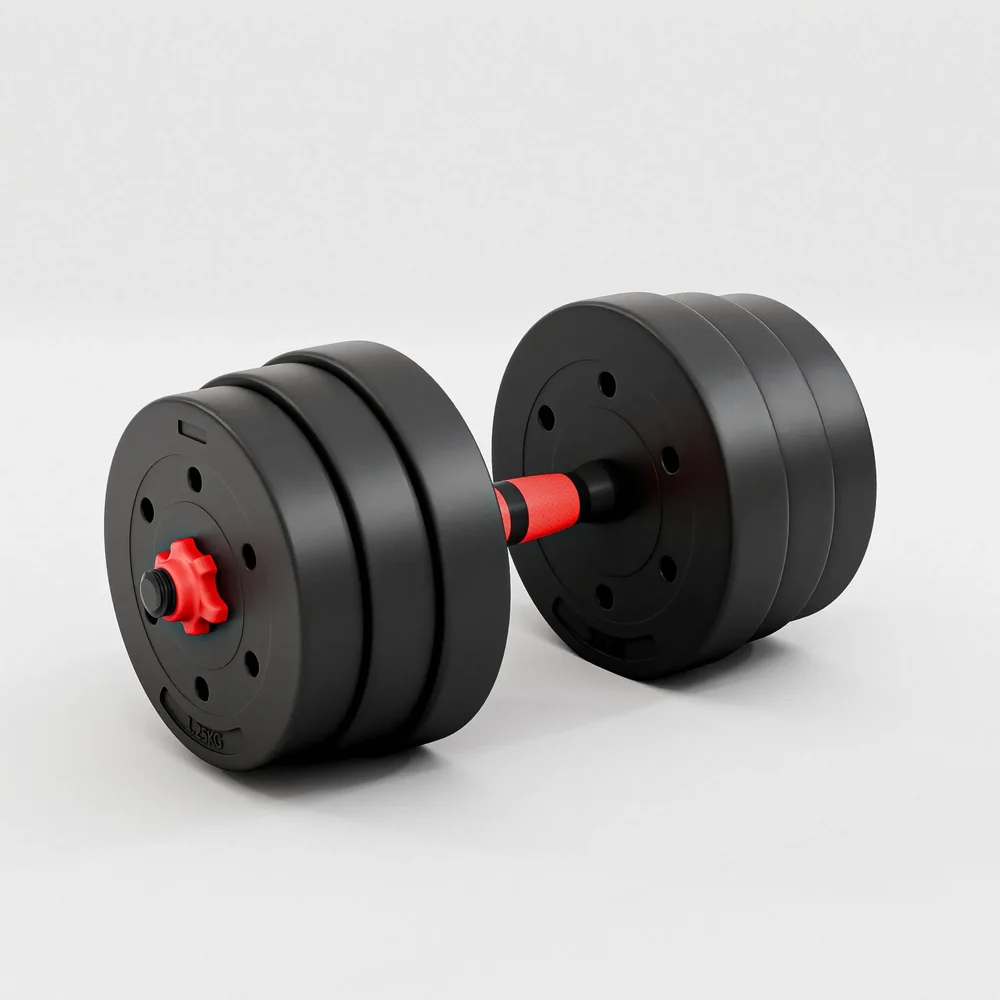 Adjustable Dumbbell With A Red Handle