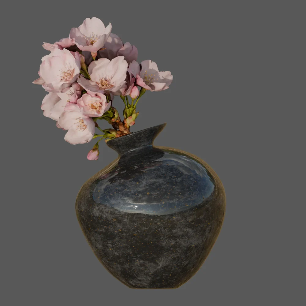 Vase With Sakura Flower