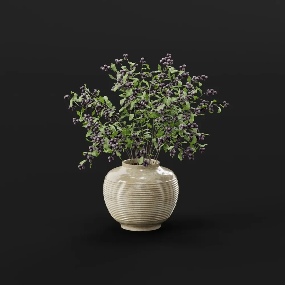 Berry Branch Ceramic Vase