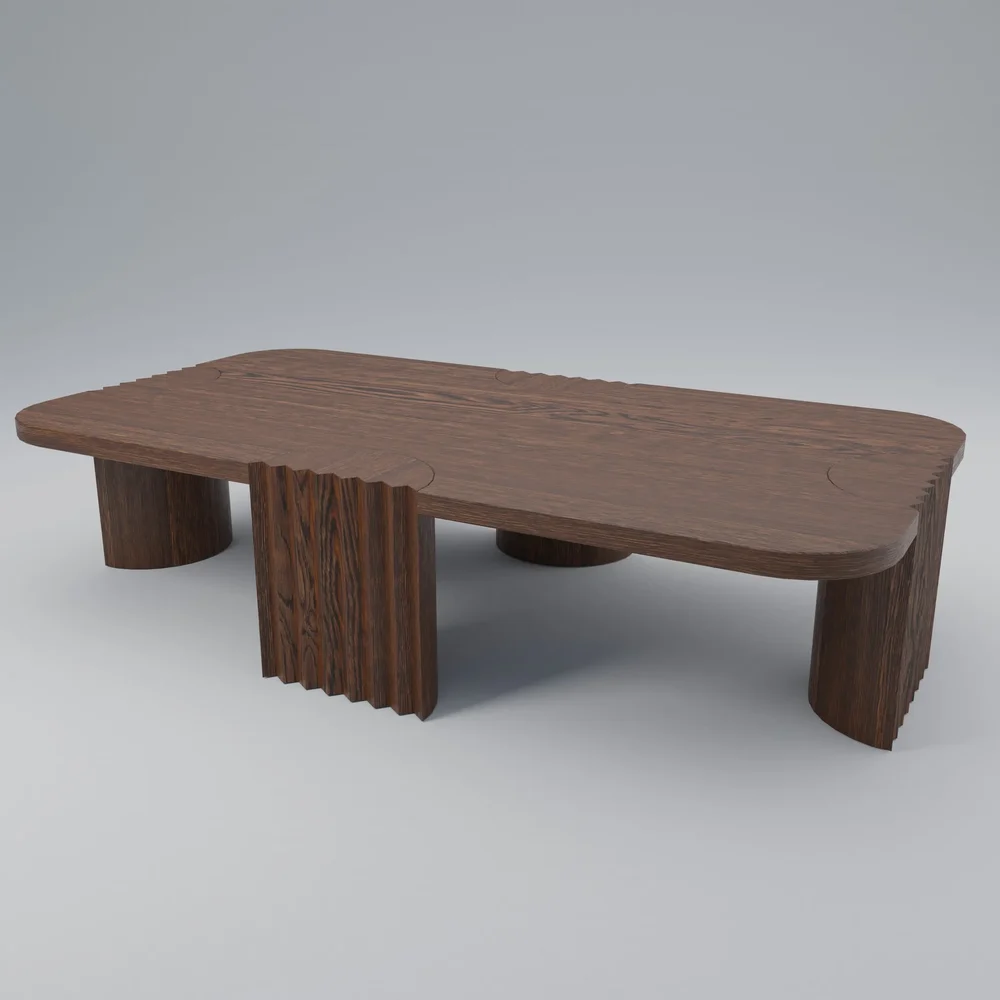 Coffee Table In Walnut - Lowpoly