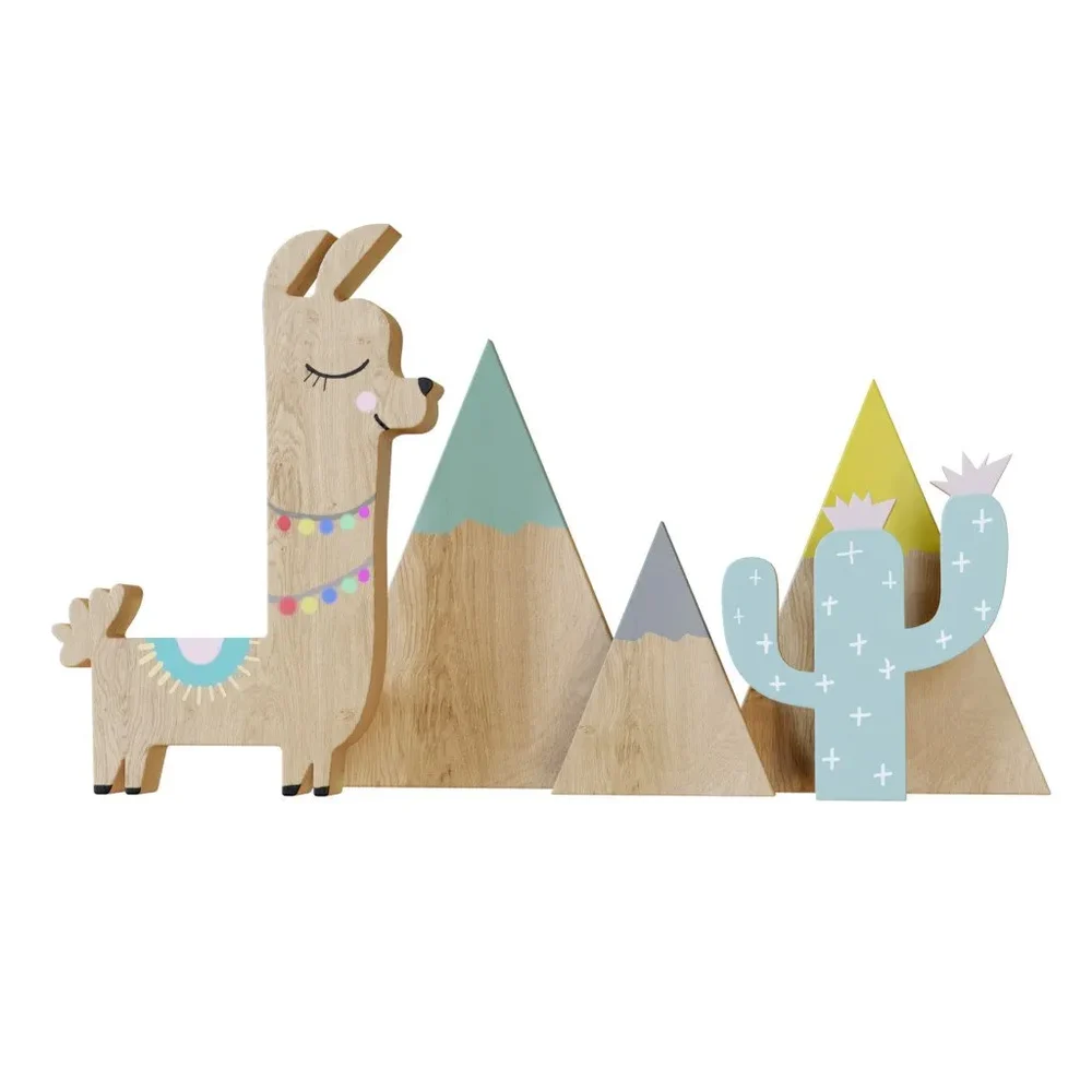 Toy Llama, Mountains And Cactus Mdf