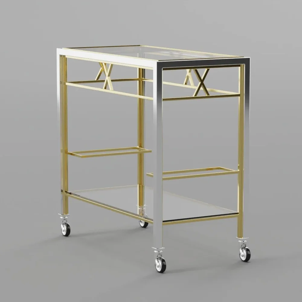 Gold-Chrome Serving Cart