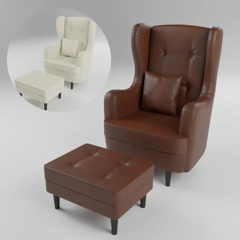 Leather Armchair With Ottoman