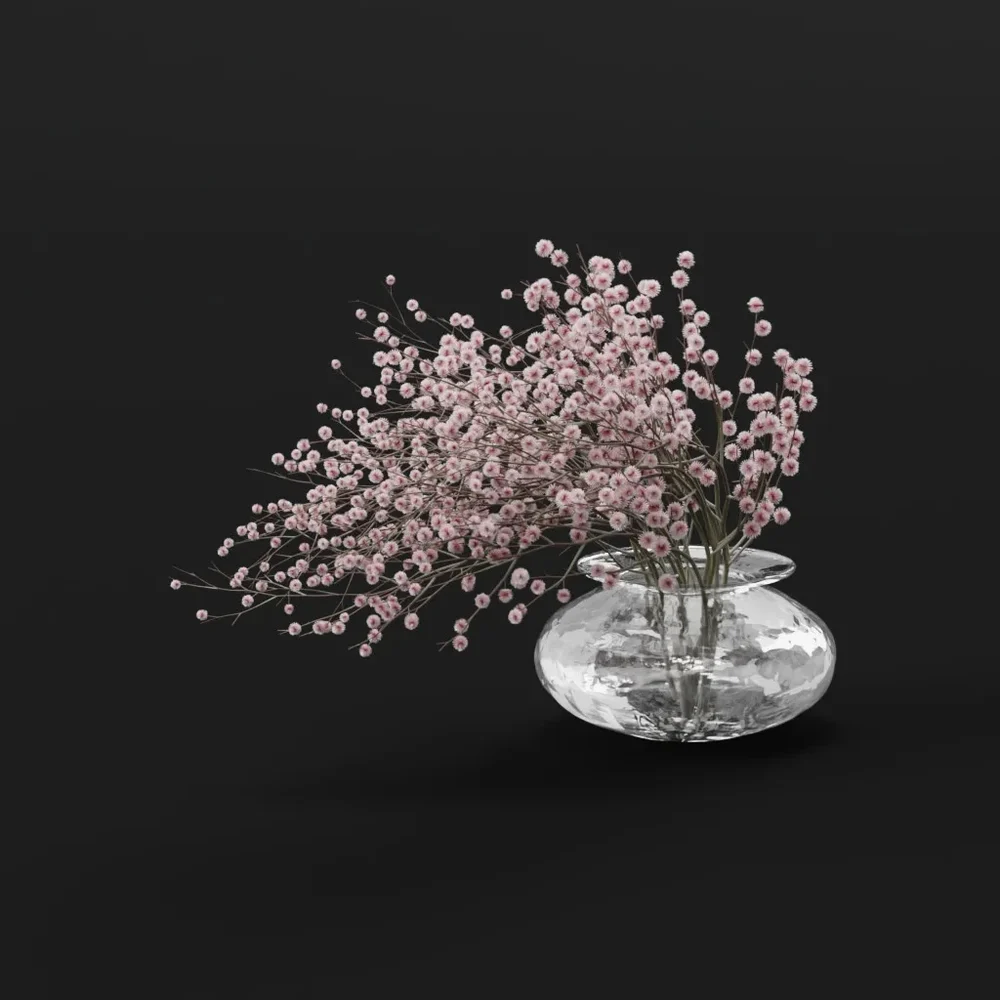 Pink Baby’S Breath Glass Vase