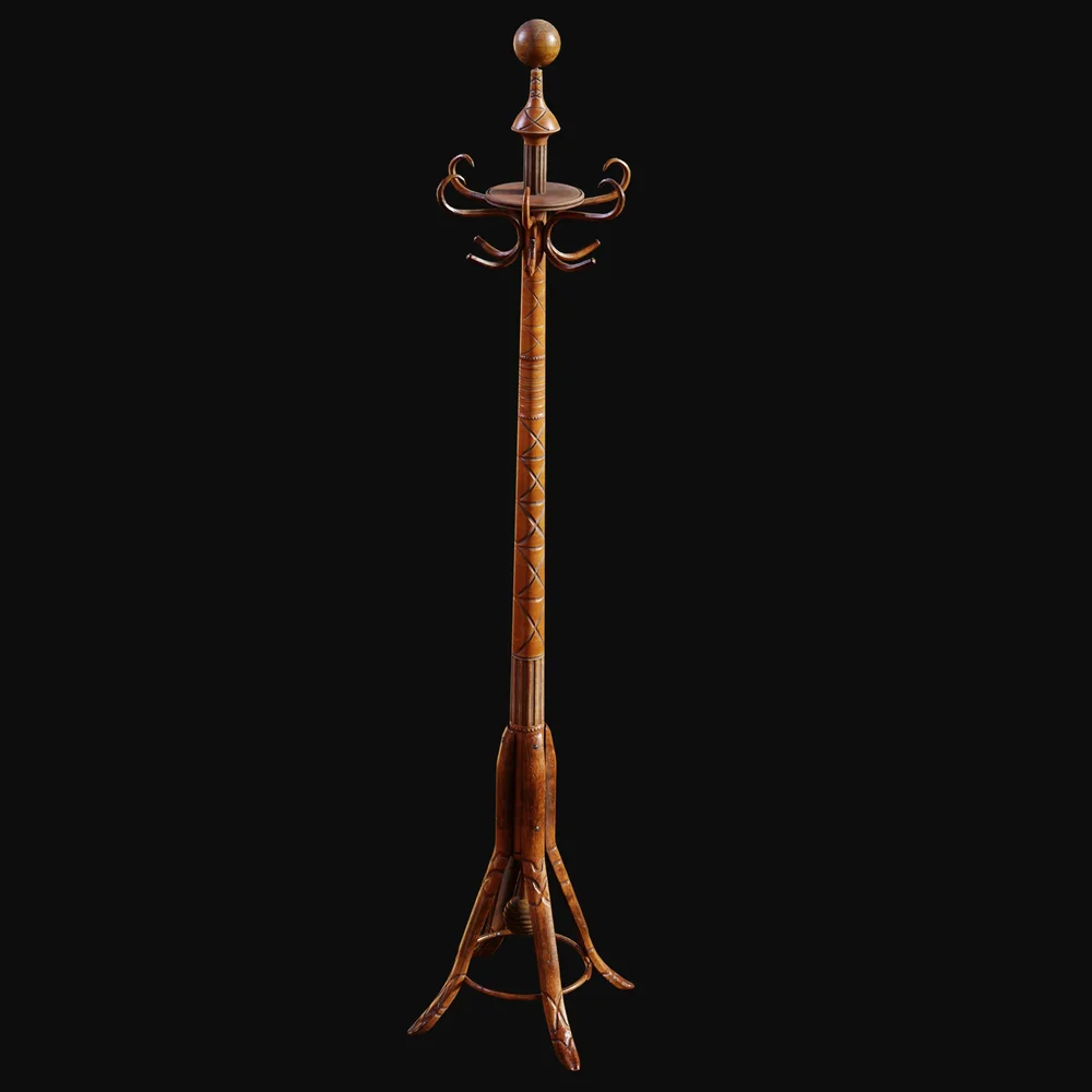 Early 1900s Wooden Coat Rack Ornate