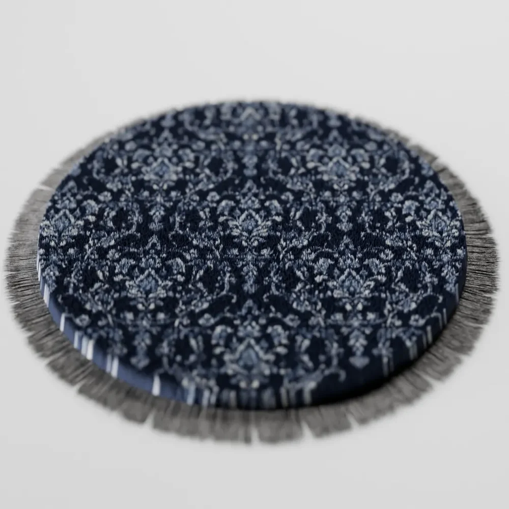 Rug Blue Floral Pattern
