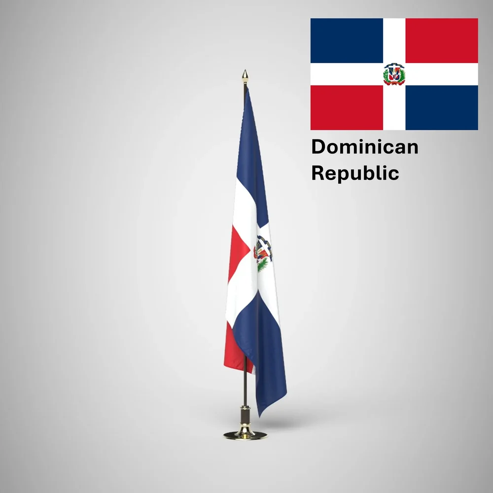 Dominican Ceremonial Flag On Stand
